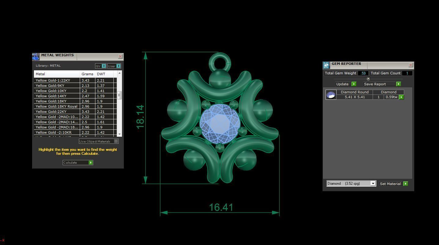 Solitaire Super Light Weight Earring Pendant Set 3D print model_9