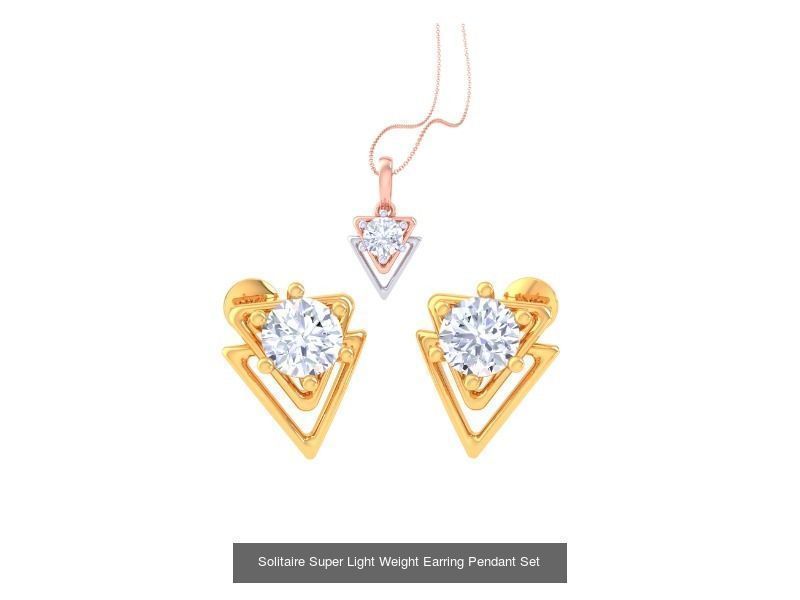 35 Solitaire Super Light Weight Earring Pendant Sets Collection _7