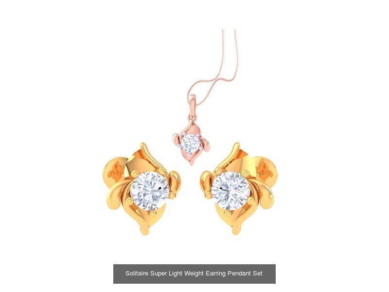 35 Solitaire Super Light Weight Earring Pendant Sets Collection _31