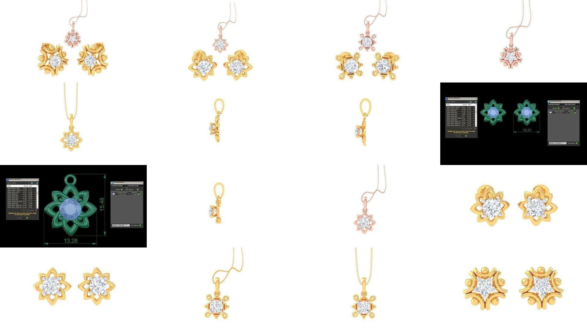 35 Solitaire Super Light Weight Earring Pendant Sets Collection _3