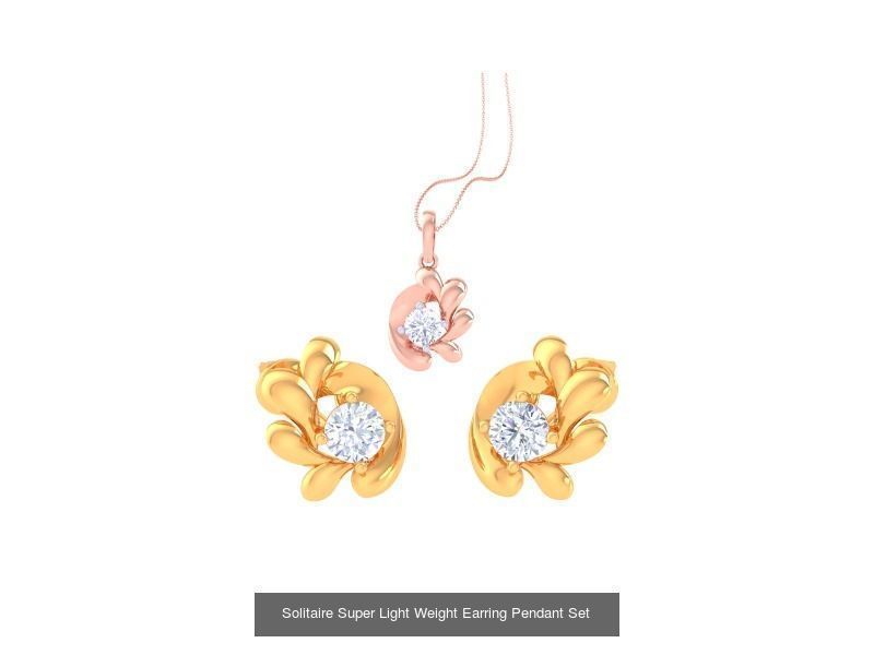 35 Solitaire Super Light Weight Earring Pendant Sets Collection _24