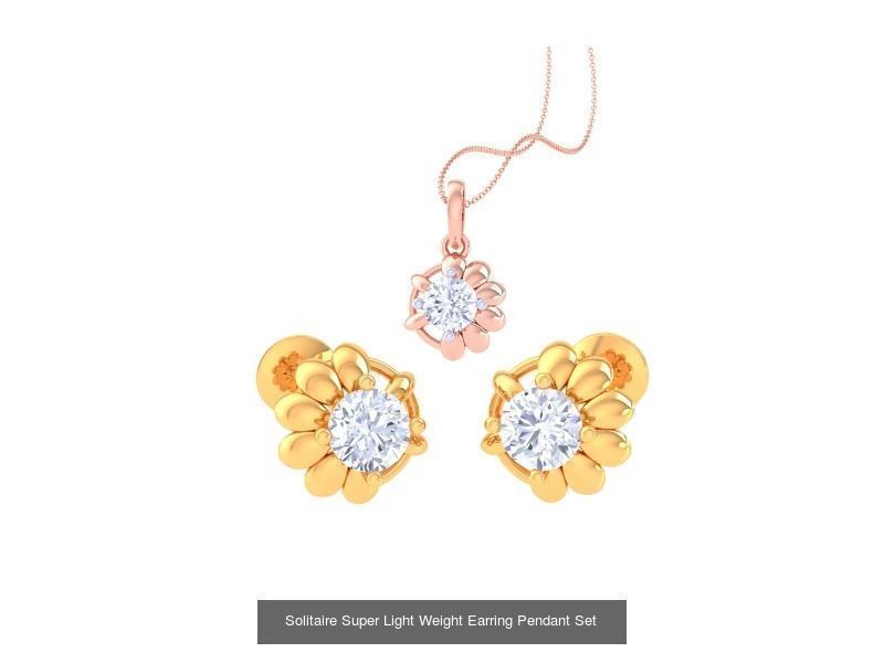 35 Solitaire Super Light Weight Earring Pendant Sets Collection _17