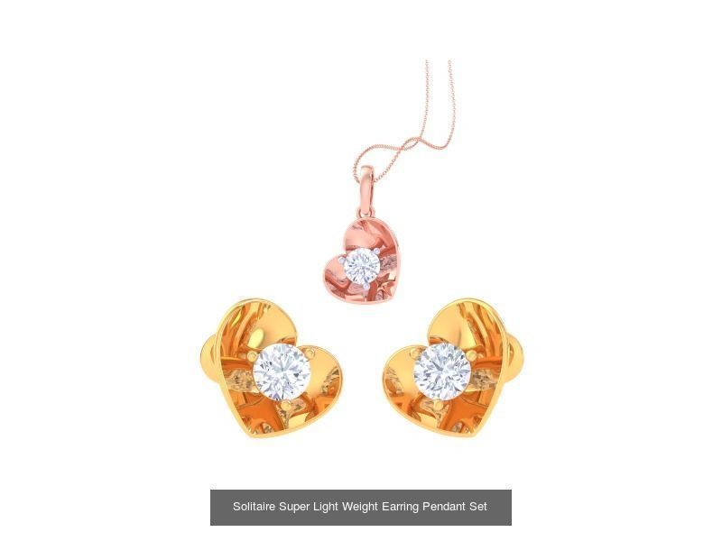 35 Solitaire Super Light Weight Earring Pendant Sets Collection _32