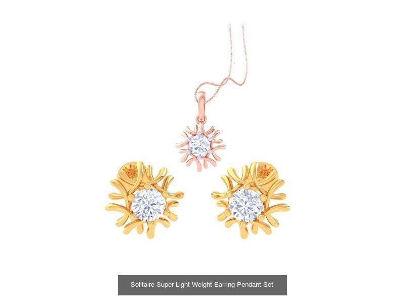 35 Solitaire Super Light Weight Earring Pendant Sets Collection _15
