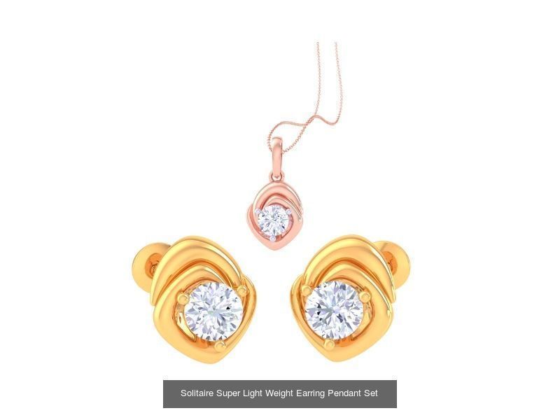 35 Solitaire Super Light Weight Earring Pendant Sets Collection _29