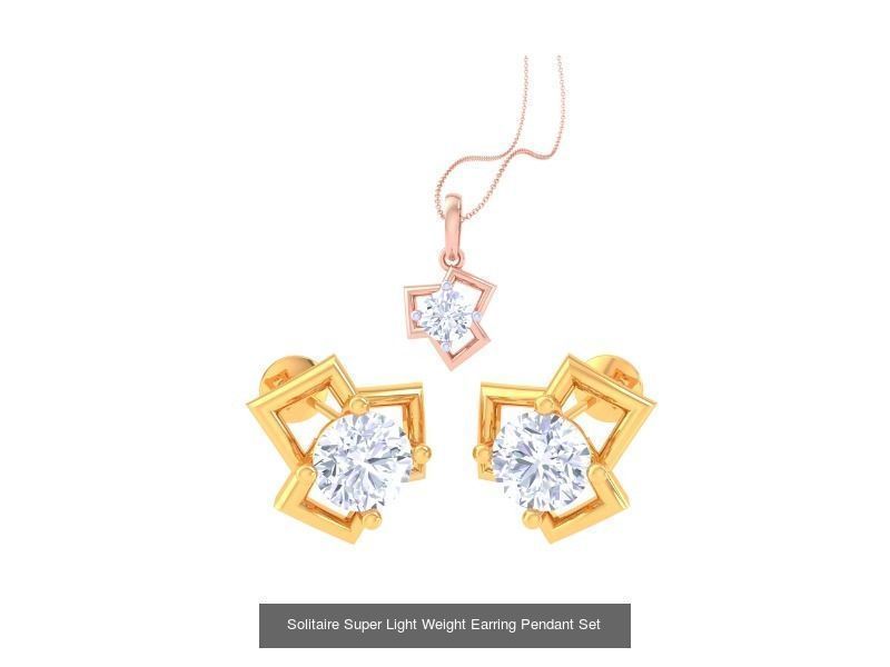35 Solitaire Super Light Weight Earring Pendant Sets Collection _8