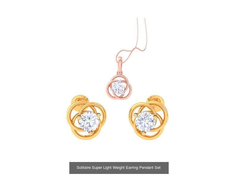 35 Solitaire Super Light Weight Earring Pendant Sets Collection _13