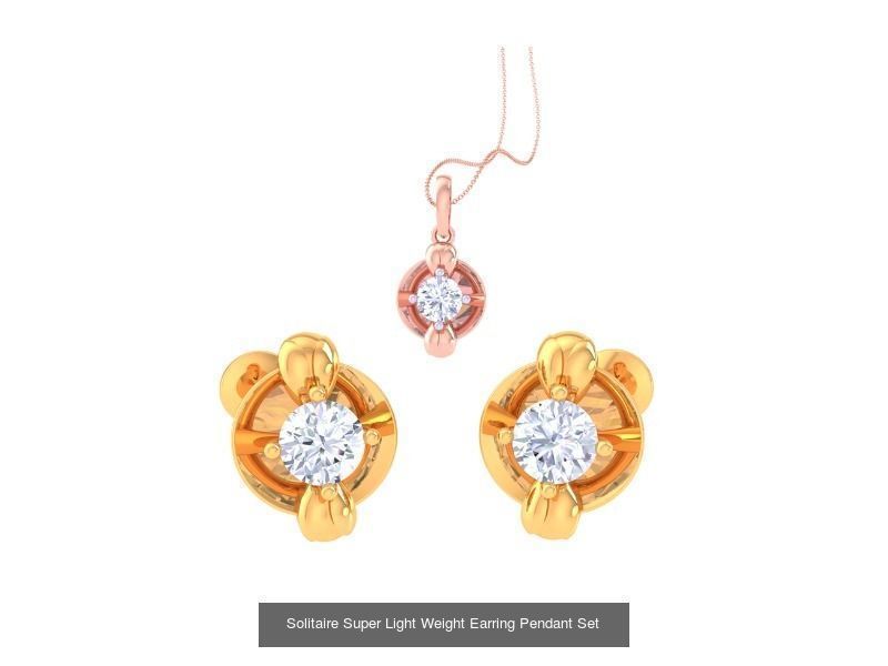 35 Solitaire Super Light Weight Earring Pendant Sets Collection _23