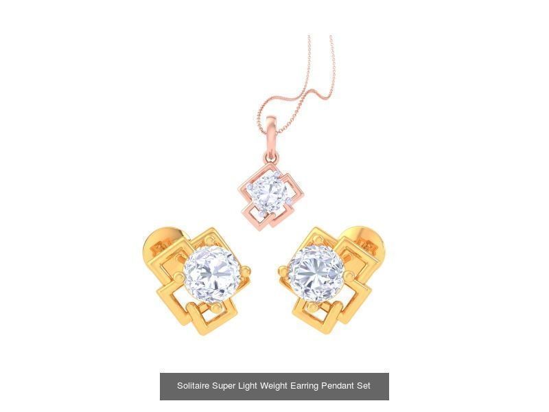 35 Solitaire Super Light Weight Earring Pendant Sets Collection _34