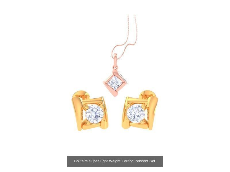 35 Solitaire Super Light Weight Earring Pendant Sets Collection _25