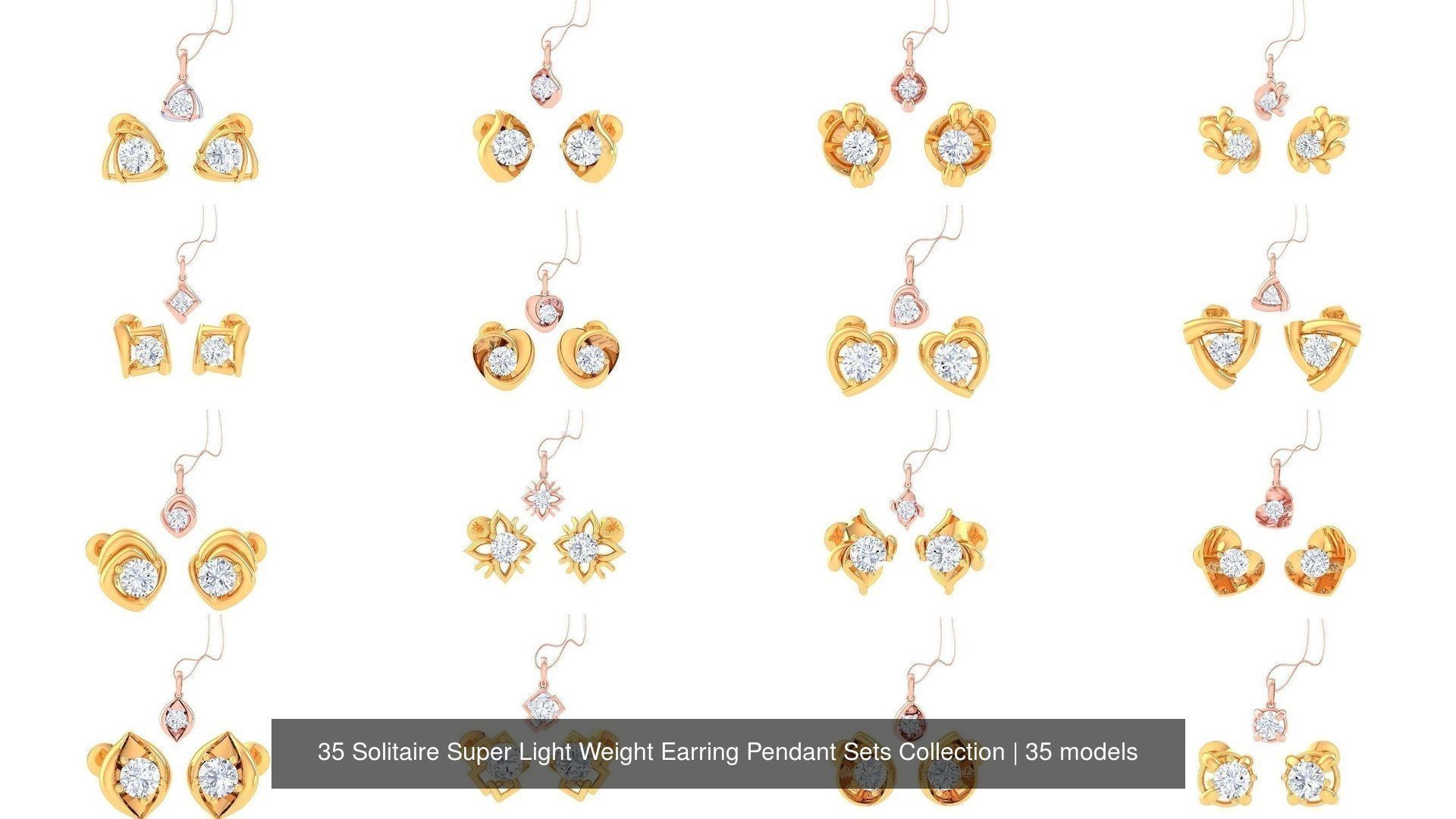 35 Solitaire Super Light Weight Earring Pendant Sets Collection _2