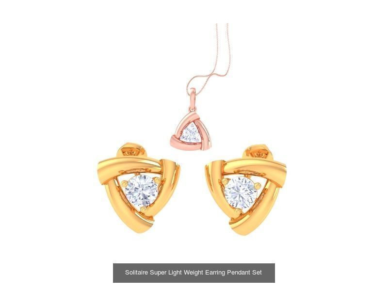 35 Solitaire Super Light Weight Earring Pendant Sets Collection _28