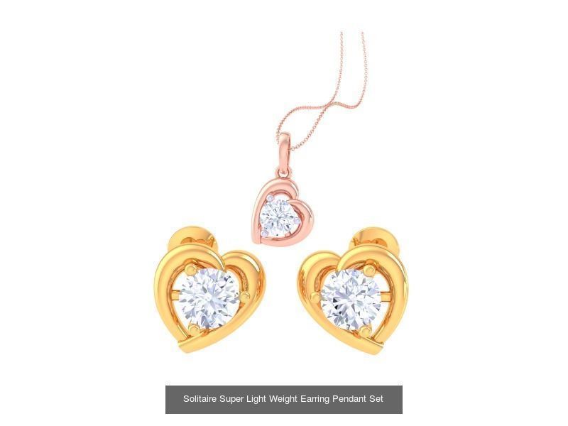35 Solitaire Super Light Weight Earring Pendant Sets Collection _27