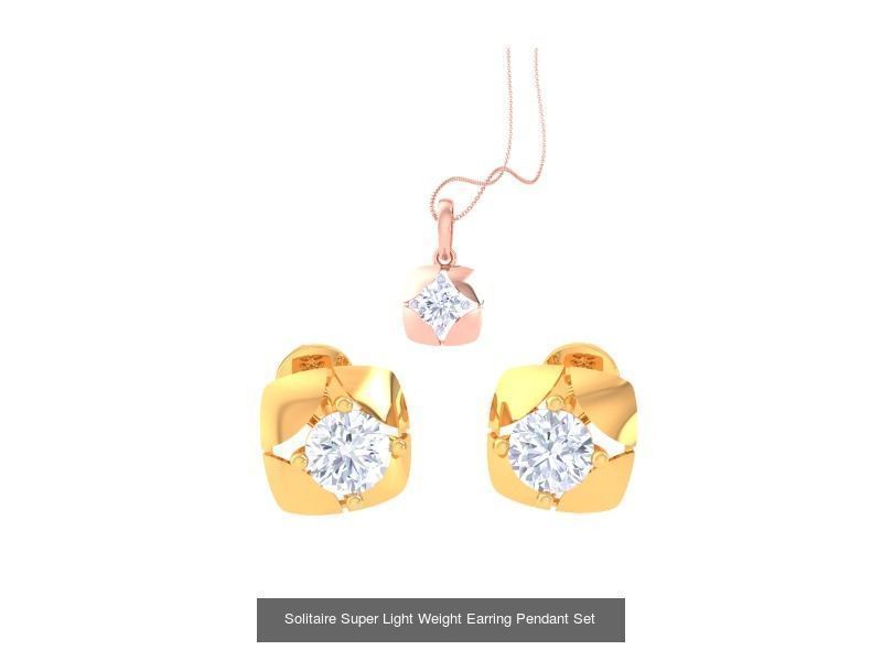 35 Solitaire Super Light Weight Earring Pendant Sets Collection _20