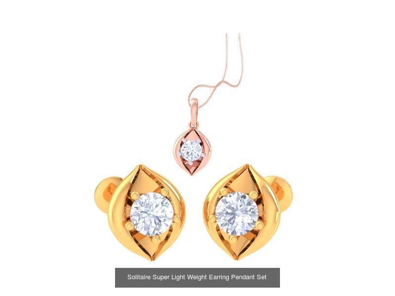35 Solitaire Super Light Weight Earring Pendant Sets Collection _33