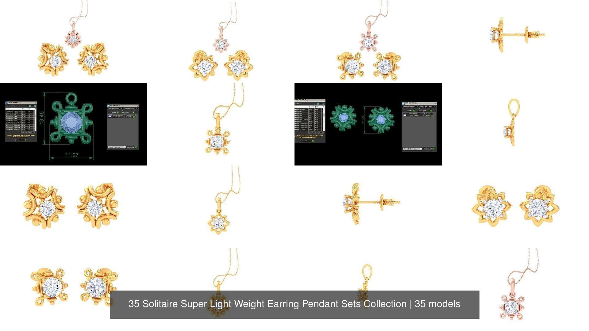 35 Solitaire Super Light Weight Earring Pendant Sets Collection _4
