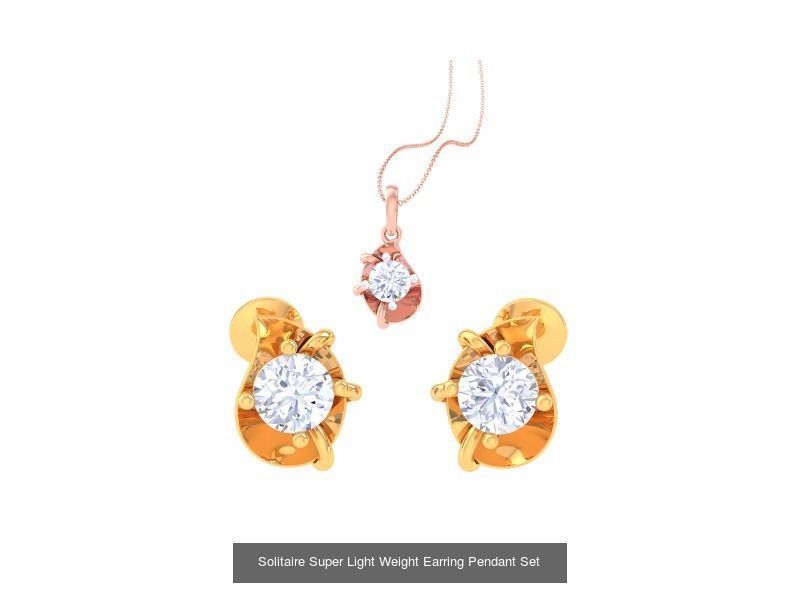 35 Solitaire Super Light Weight Earring Pendant Sets Collection _19