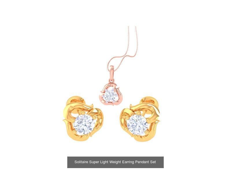35 Solitaire Super Light Weight Earring Pendant Sets Collection _10
