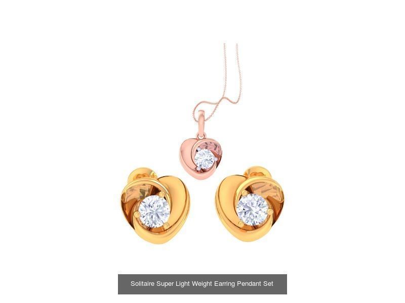 35 Solitaire Super Light Weight Earring Pendant Sets Collection _26