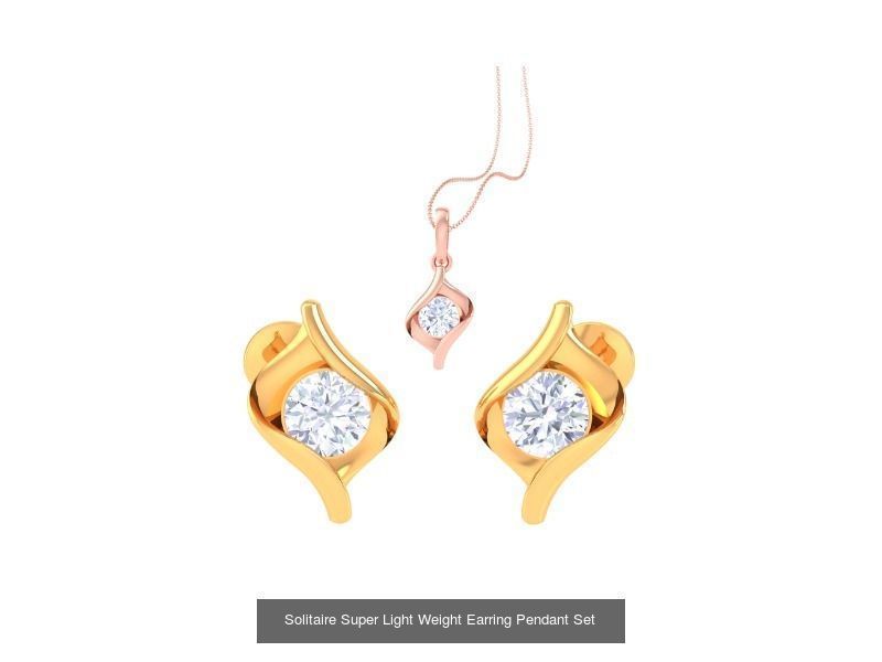 35 Solitaire Super Light Weight Earring Pendant Sets Collection _11