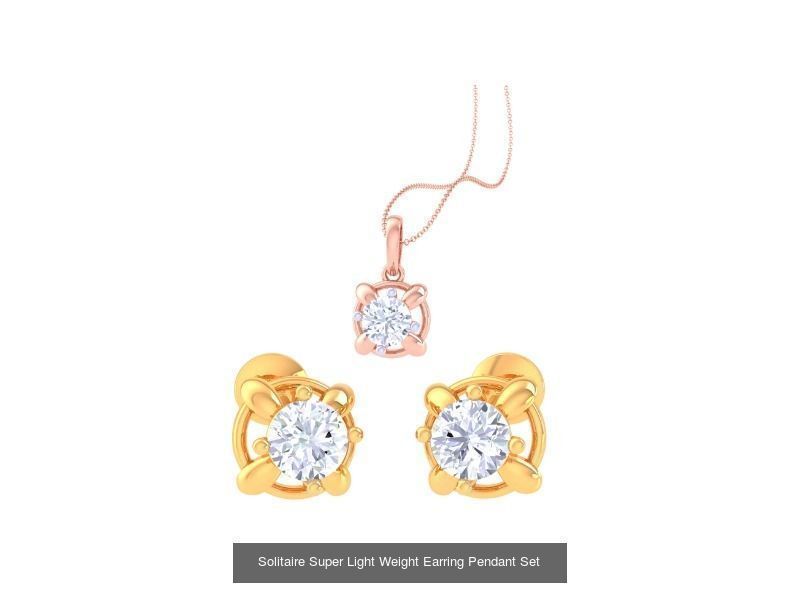 35 Solitaire Super Light Weight Earring Pendant Sets Collection _36