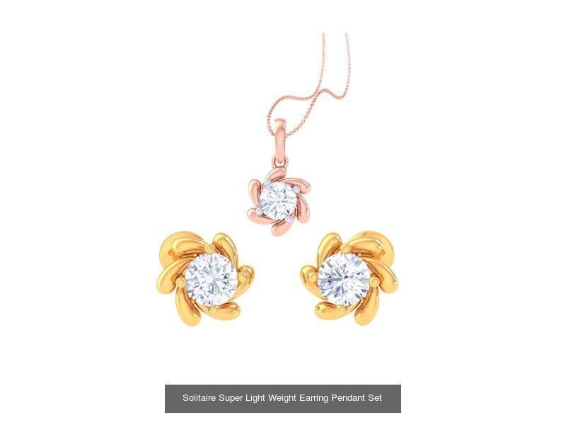 35 Solitaire Super Light Weight Earring Pendant Sets Collection _18