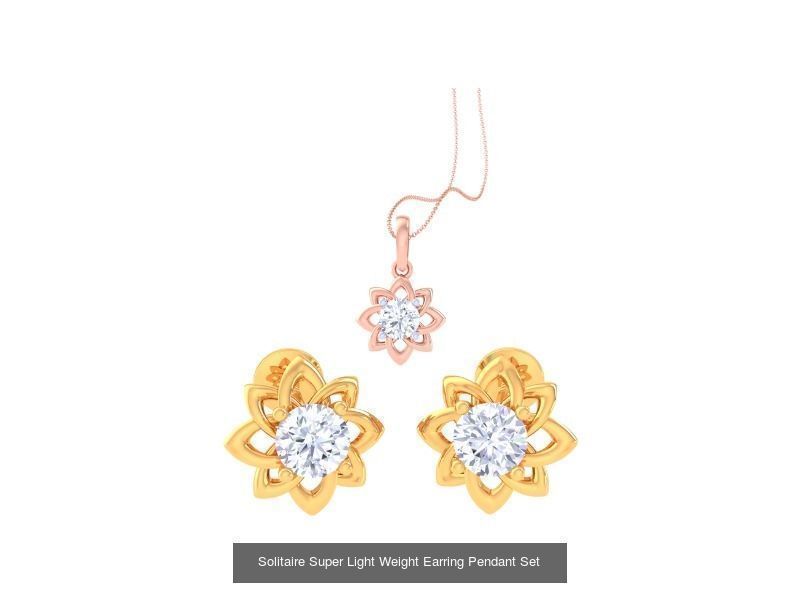 35 Solitaire Super Light Weight Earring Pendant Sets Collection _38