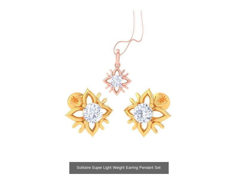 35 Solitaire Super Light Weight Earring Pendant Sets Collection _30