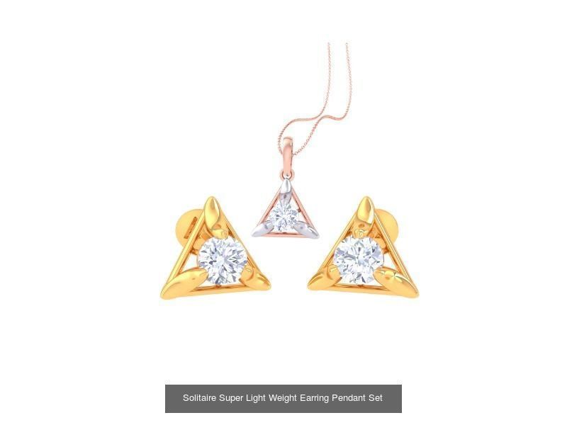 35 Solitaire Super Light Weight Earring Pendant Sets Collection _14