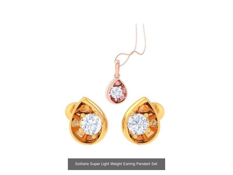 35 Solitaire Super Light Weight Earring Pendant Sets Collection _35