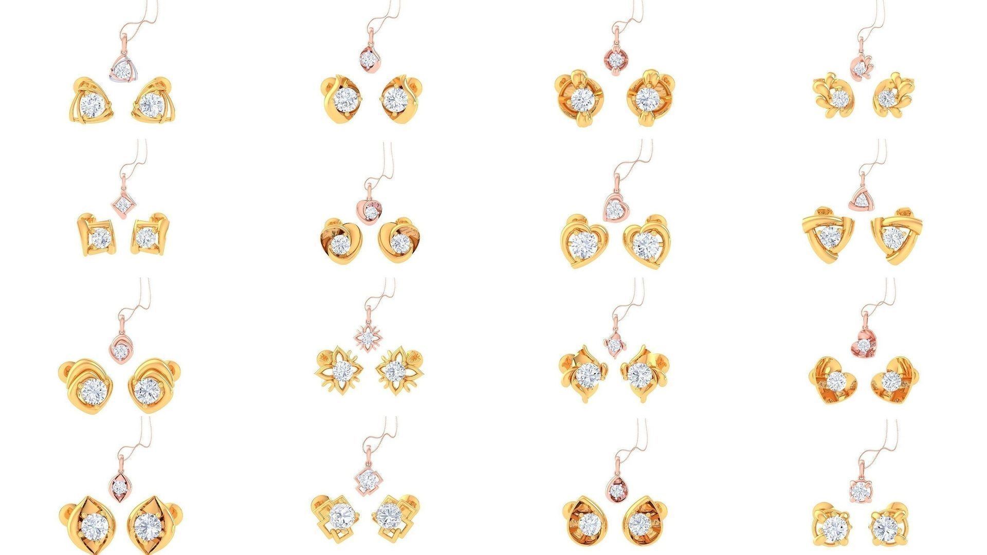 35 Solitaire Super Light Weight Earring Pendant Sets Collection _1