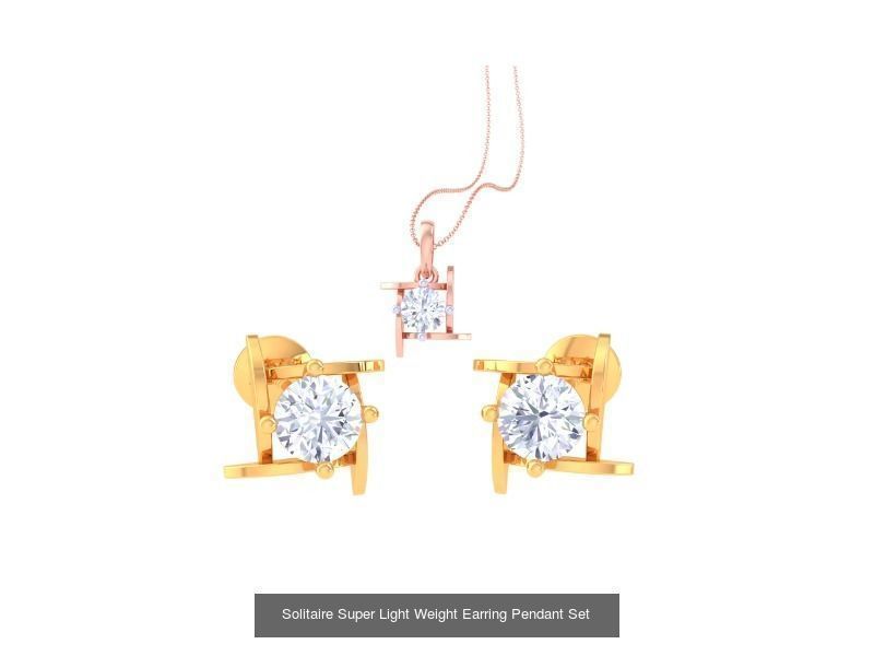 35 Solitaire Super Light Weight Earring Pendant Sets Collection _12