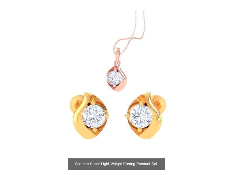 35 Solitaire Super Light Weight Earring Pendant Sets Collection _22