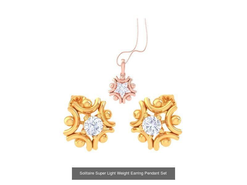 35 Solitaire Super Light Weight Earring Pendant Sets Collection _37