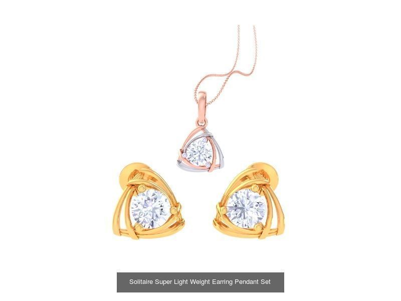 35 Solitaire Super Light Weight Earring Pendant Sets Collection _21