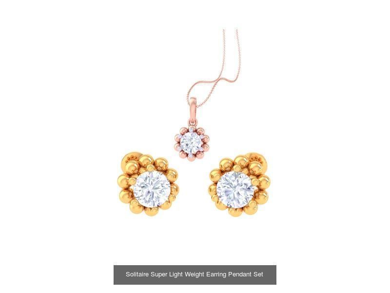 35 Solitaire Super Light Weight Earring Pendant Sets Collection _6