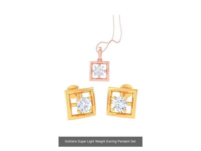 35 Solitaire Super Light Weight Earring Pendant Sets Collection _9