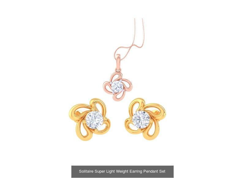 35 Solitaire Super Light Weight Earring Pendant Sets Collection _5
