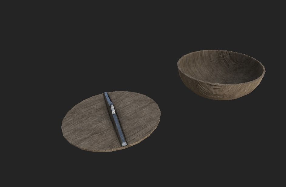old-fashioned table furnitures and bowl PBR 4K GameReady Low-poly 3D model_3