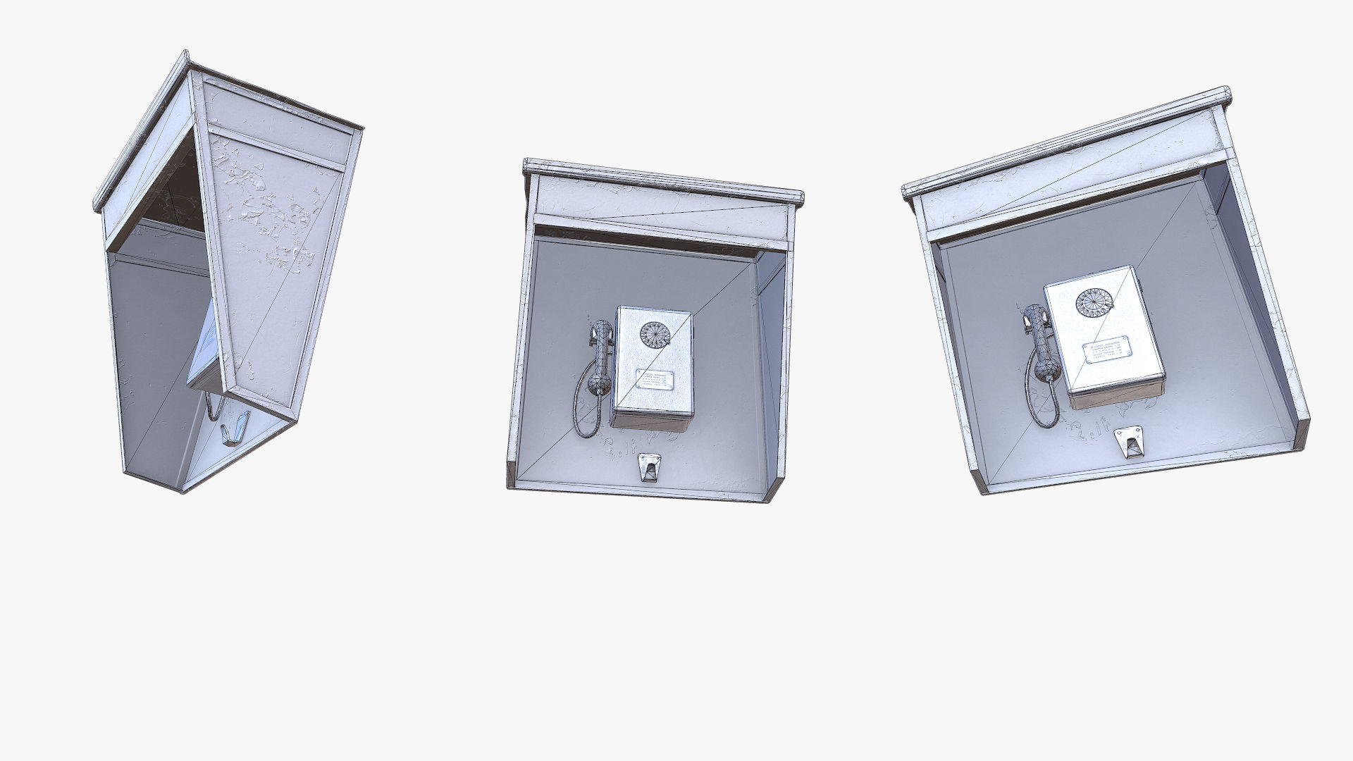 Old Payphone Low-poly 3D model_11