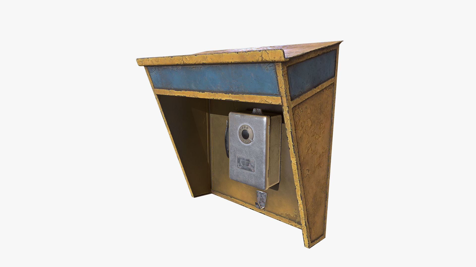 Old Payphone Low-poly 3D model_2