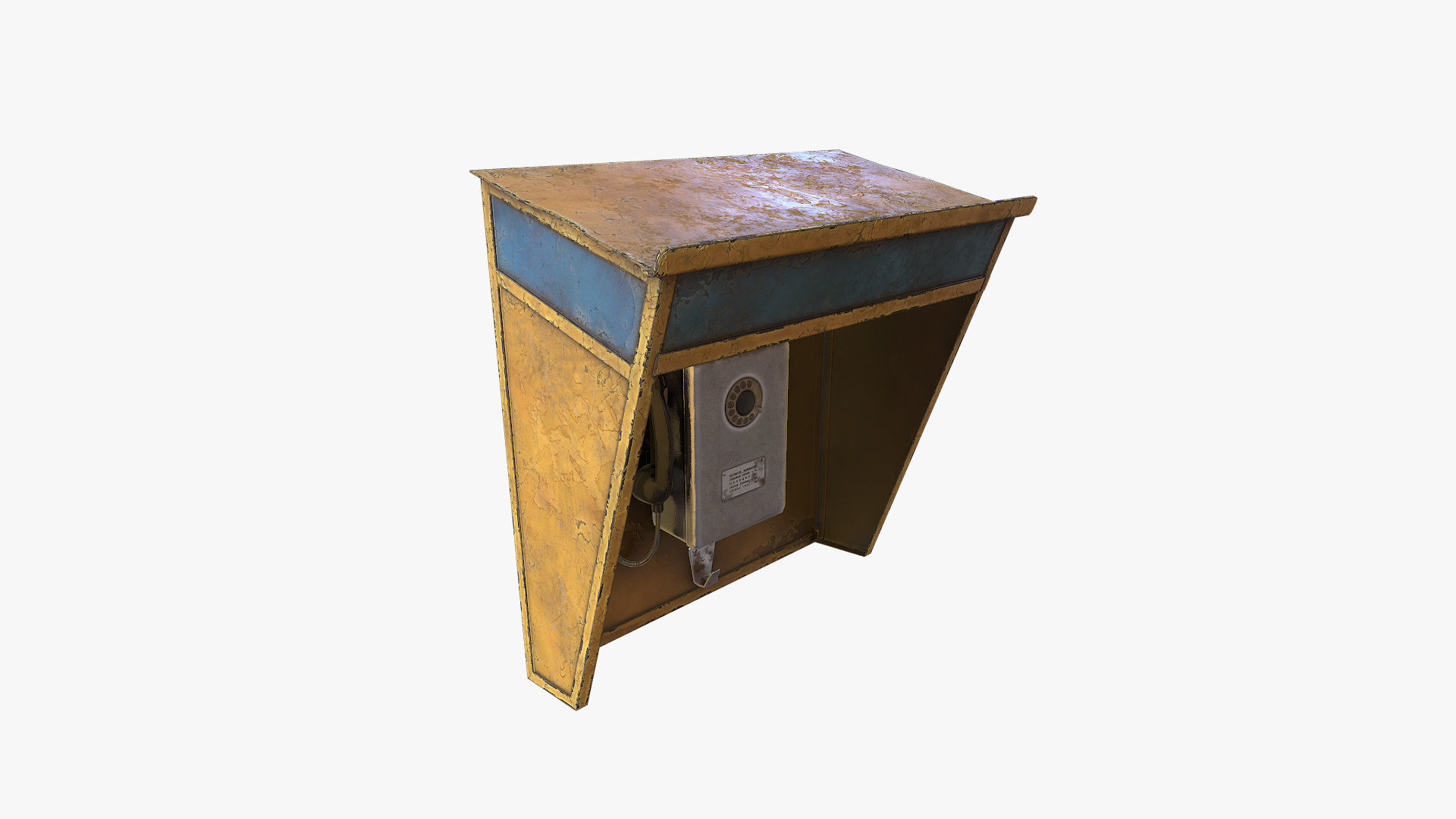 Old Payphone Low-poly 3D model_3