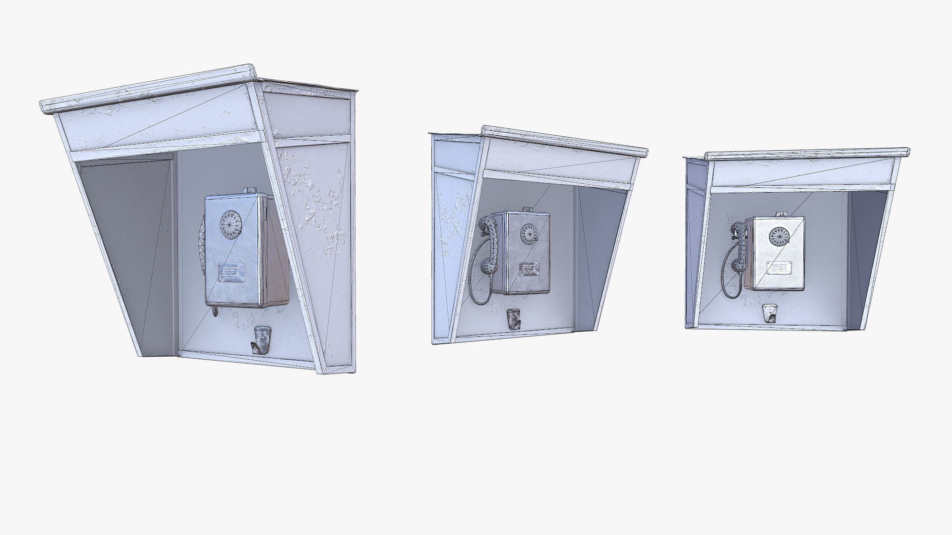 Old Payphone Low-poly 3D model_10