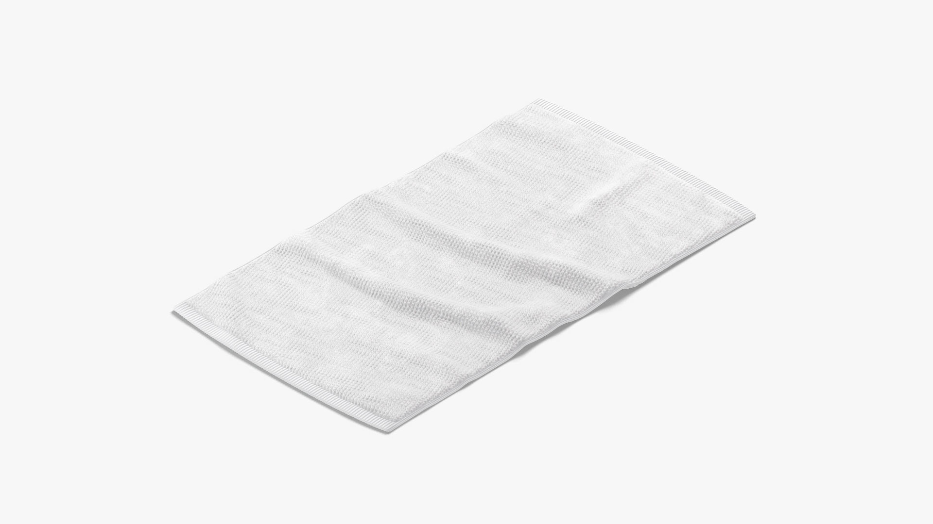 White Small Bath Towel Set - flat crumpled shower beach towels Low-poly 3D model_2