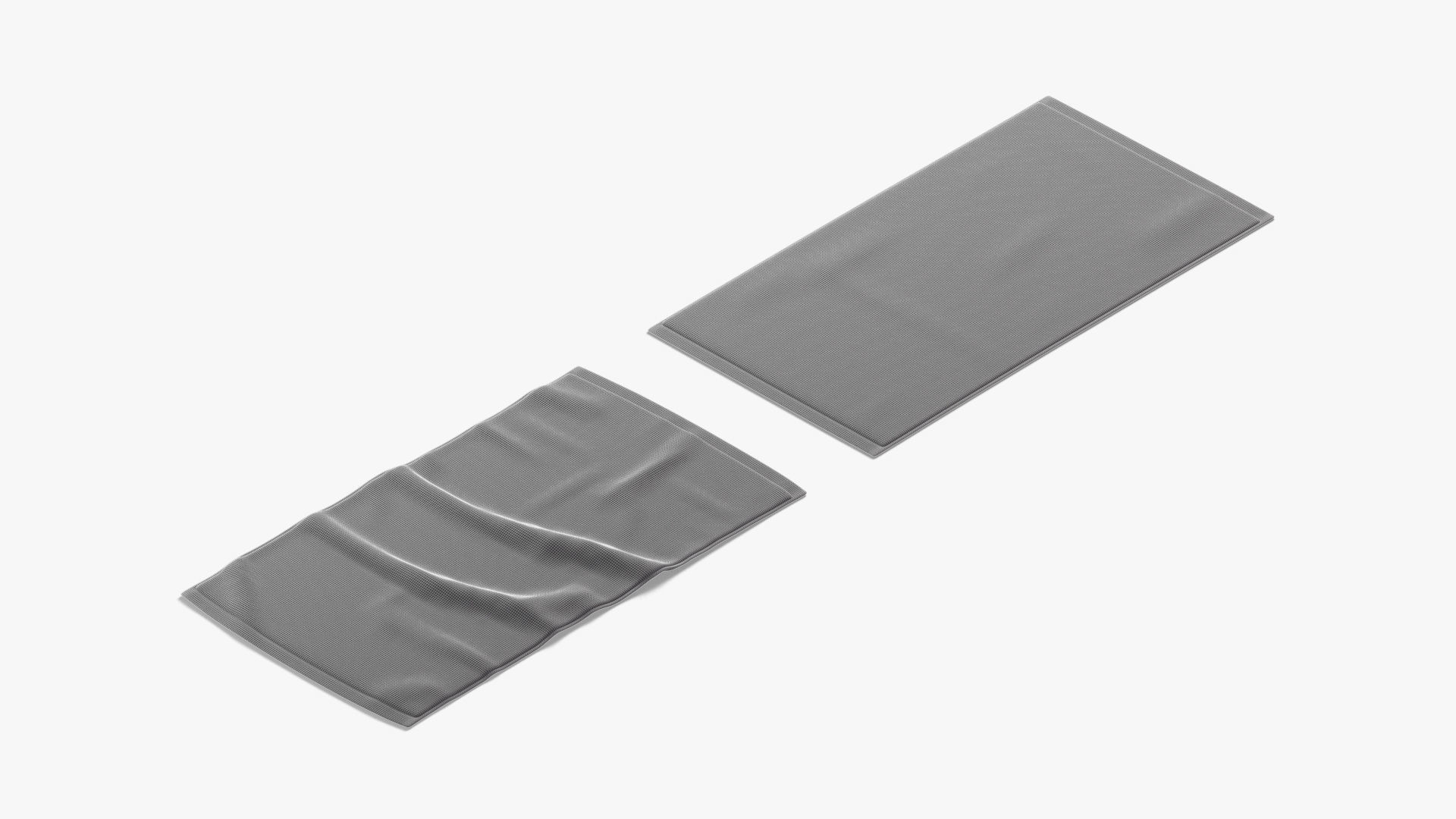 White Small Bath Towel Set - flat crumpled shower beach towels Low-poly 3D model_8