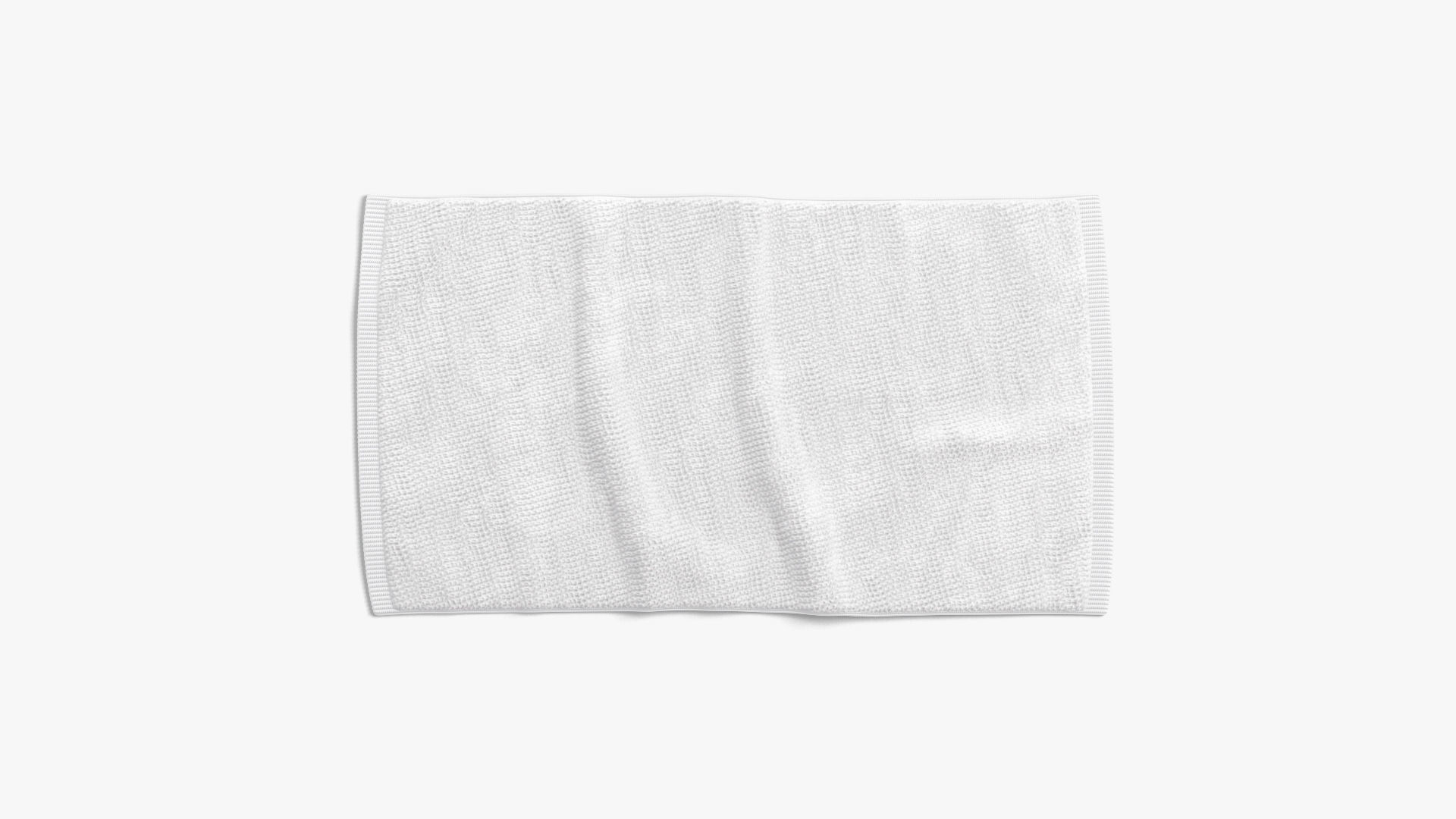 White Small Bath Towel Set - flat crumpled shower beach towels Low-poly 3D model_3