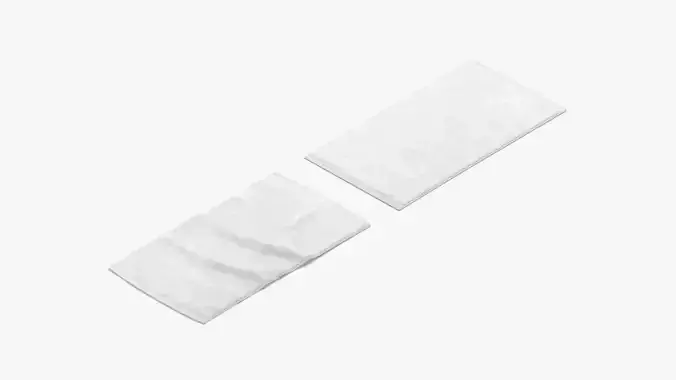 White Small Bath Towel Set - flat crumpled shower beach towels Low-poly 3D model