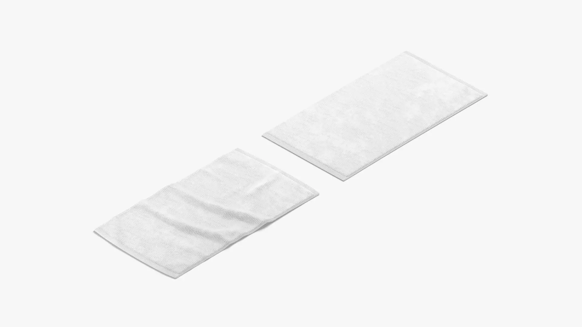 White Small Bath Towel Set - flat crumpled shower beach towels Low-poly 3D model_0