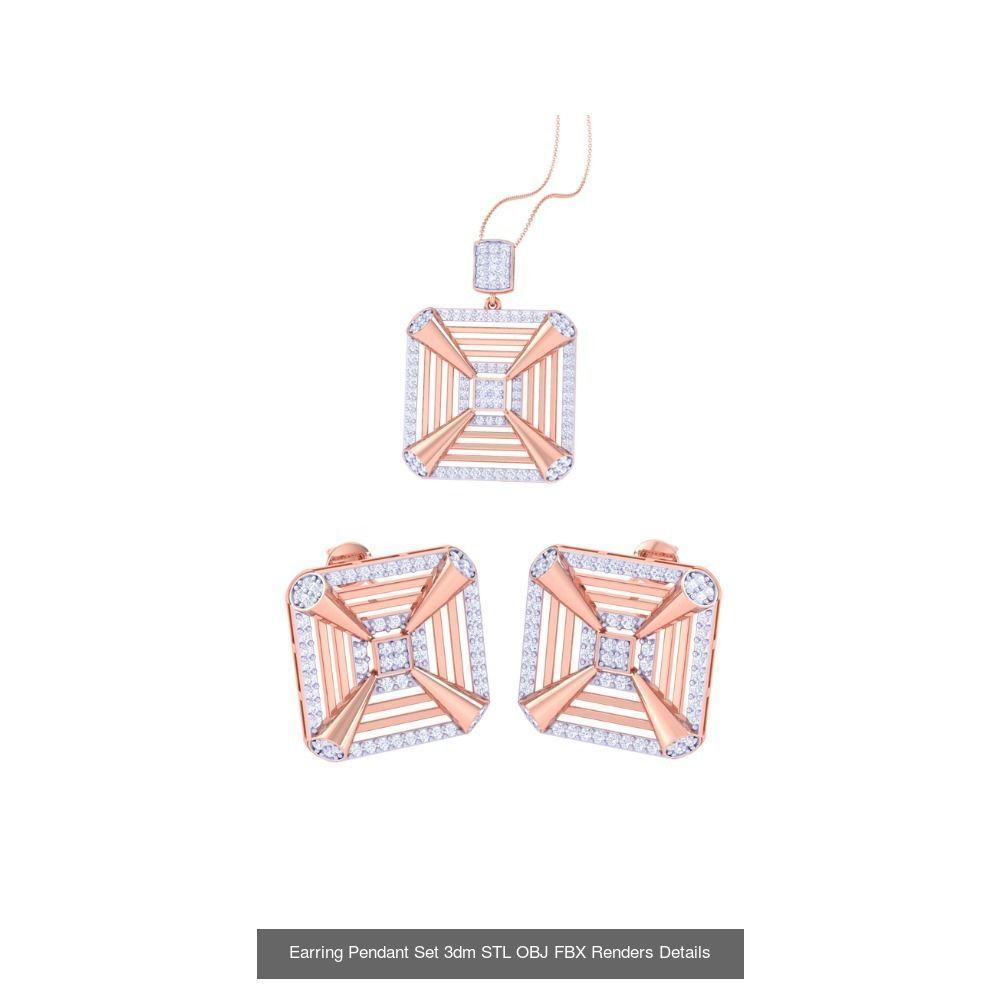 337 Earring Pendant Set 3dm STL OBJ Renders Details Collection _30