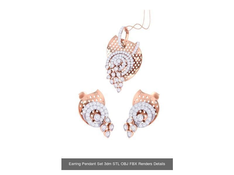 337 Earring Pendant Set 3dm STL OBJ Renders Details Collection _168